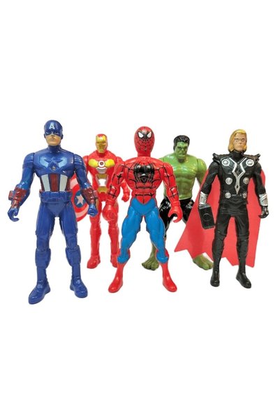 OEM Set 5 figurine Justice Hero, Captain America, Iron Man, Hulk, Thor, Spiderman, 15cm, multicolor + K