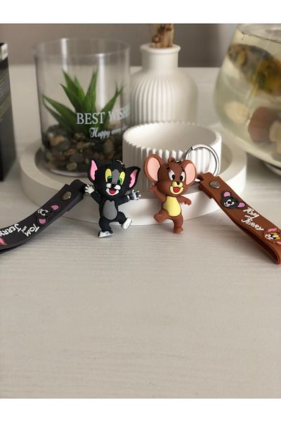 Frisson Tom and Jerry (2-Piece) Disney 3D Printed Silicone Keychain Bag Ornament Good Quality and Convenient