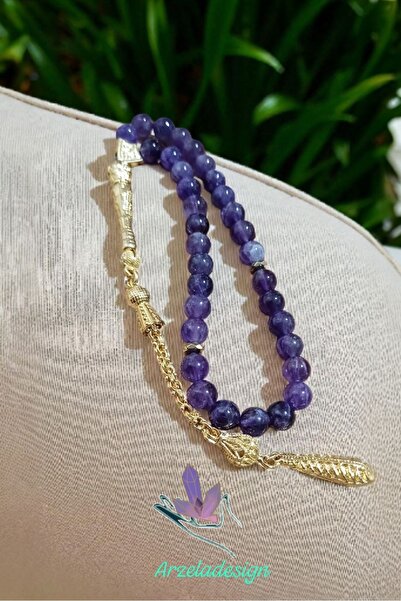 arzela Doğal Taş AMETİST ERKEK TESBİH 33 LÜ 7mm taş