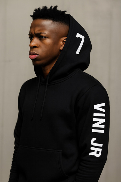 CLASSY.MODA Φούτερ με κουκούλα Vini Jr 7 – Λευκό Unisex Hoodie – Αθλητικό σχέ...