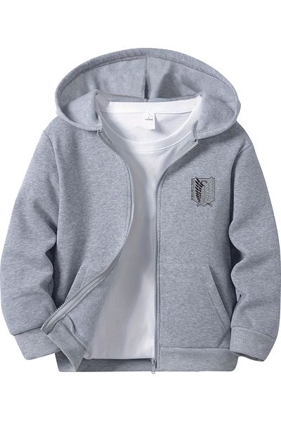 HOFFNUNG Unisex Zipper Hoodie on Attack Eagle Pattern Oversize Cardigan