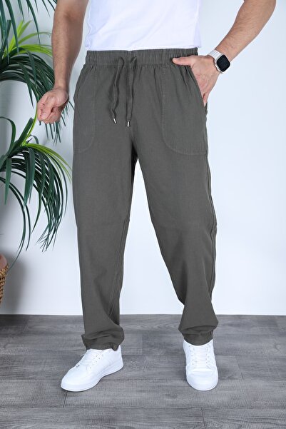 MYRAB DENİM Men's Linen Look Loose Fit Comfortable Fit Pants