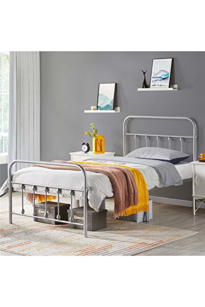 Generic Metal Bed Frame 190x90cm - One Person Bed with Elegant Design Silver