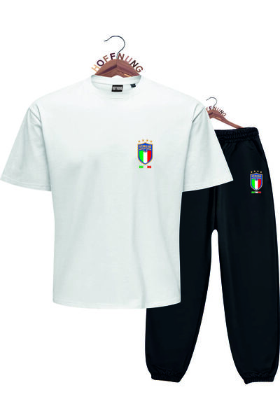 HOFFNUNG Unisex Men/Women Crew Neck Italia Printed Bottom Top Tracksuit Suit