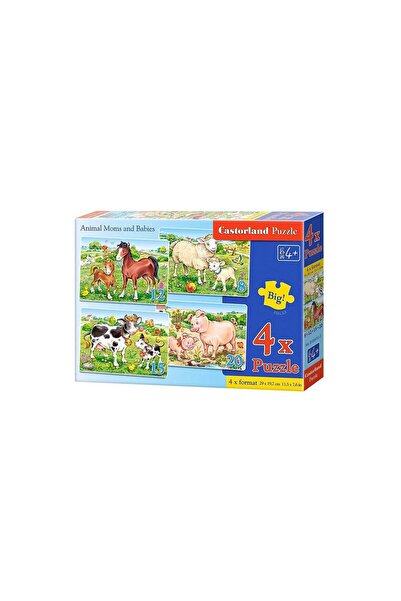 Castorland Puzzle 4 in 1 - Animal Moms and Babies, 8/12/15/20 piese