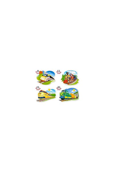 Castorland Puzzle 4 in 1 Contour - Funny Trains, 8/12/15/20 piese
