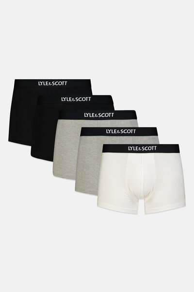 Lyle & Scott Men 5 Pieces Brand Logo Trunks, Black