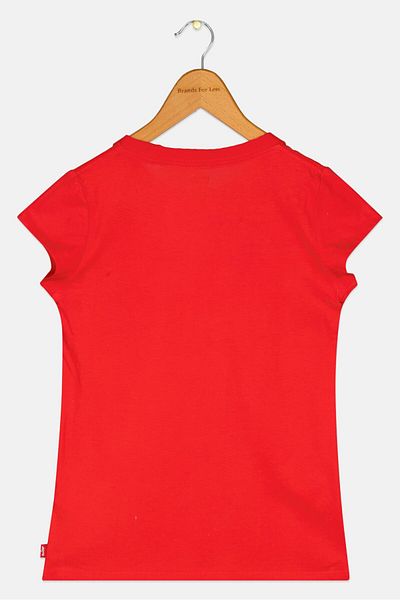 Levi's Kids Boy Round Neck Short Sleeve Brand Logo Top, Red