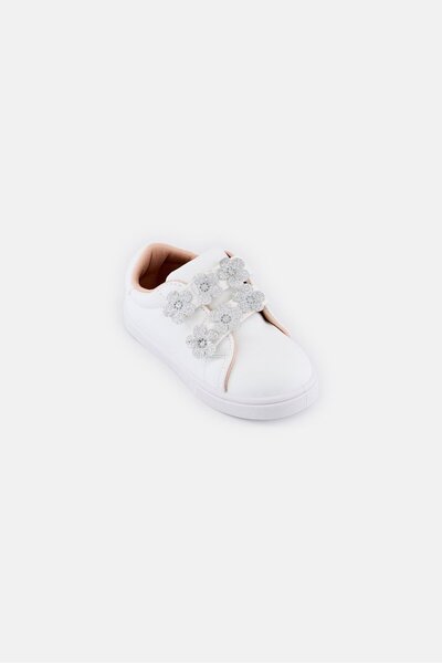 Laura Ashley Toddlers Girl Velcro Closure Shoes, White