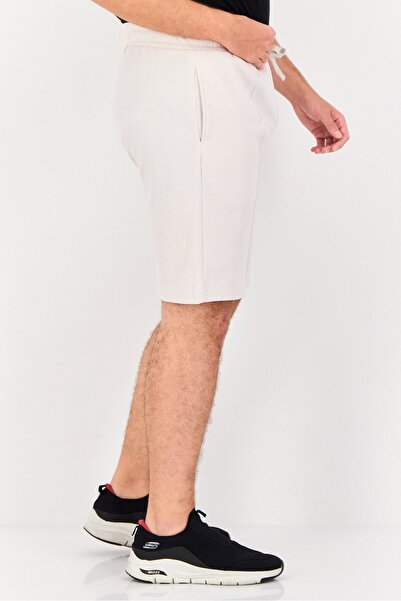 Algspar Men Textured Basic Shorts, Ivory