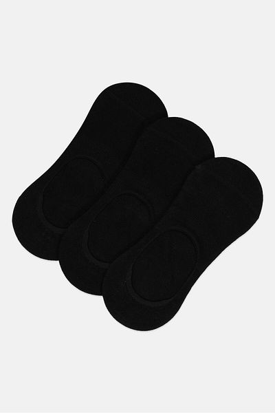Material Girl Women 3 Pairs Textured Invisible Socks, Black
