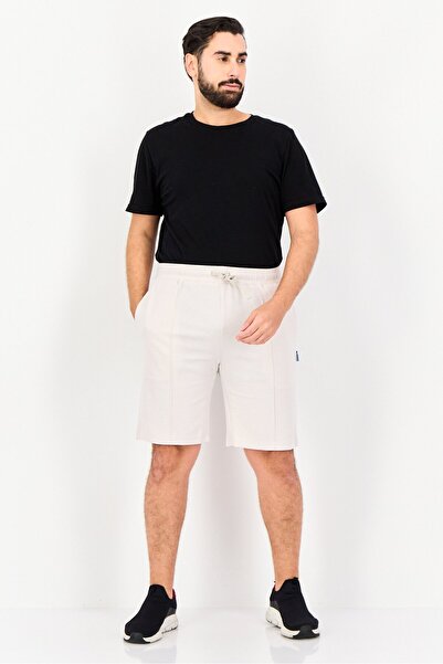 Algspar Men Textured Basic Shorts, Ivory