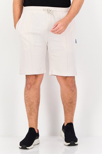 Algspar Men Textured Basic Shorts, Ivory