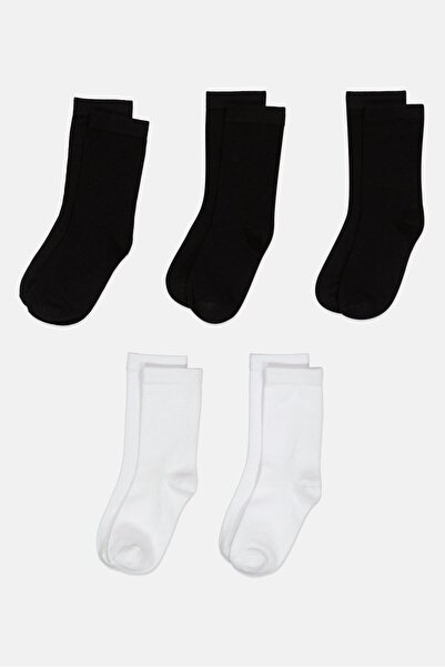 Material Girl Kids Girl 5 Pairs Textured Crew Socks, Multicolor