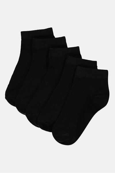 Joe Boxer Toddlers Boy 5 Pairs Plain Ankle Socks, Black