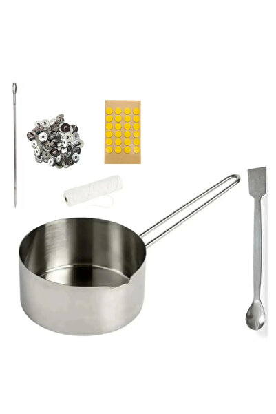 adin tasarım Mum Eritme Kabı 750 ml Karıştırma Kaşığı Fitil Delme Aparatı Sabitleme Etiketi Mum Fitili Tutacağı