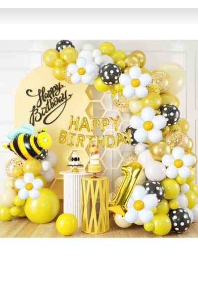 Genel Markalar BAL ARISI ÇİÇEKLİ KONSEPT BALON ZİNCİRİ DOĞUM GÜNÜ PARTİ SÜSÜ