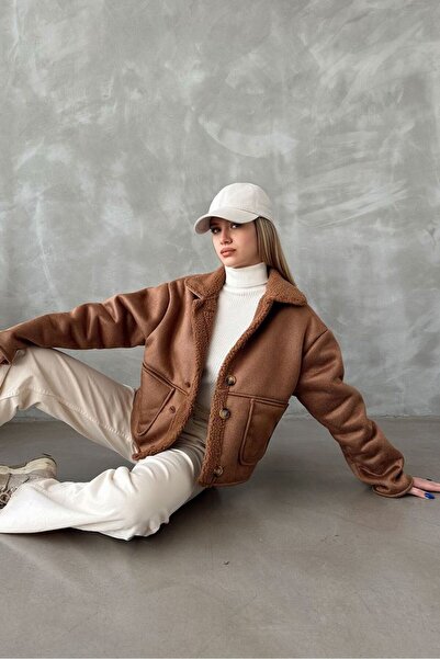 LORE MİEL Yakası Kürklü Mont- Camel