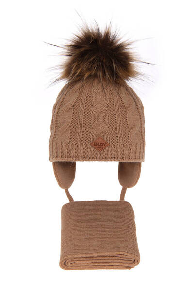 fantasialand Winter set for boys, brown cap and scarf Minor