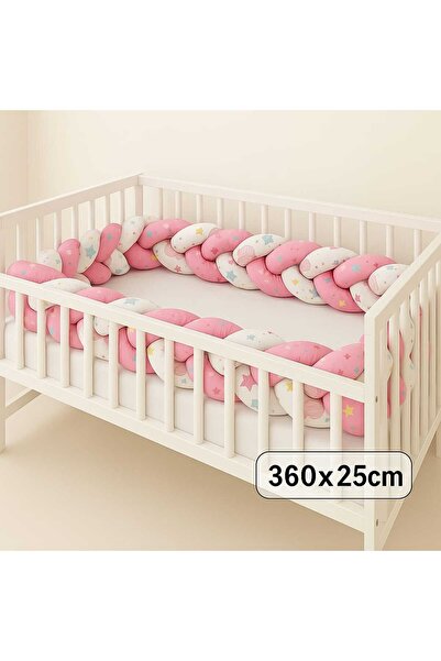 JULYA KİDS واقي سرير منسوج 360*25 سم 3 قطع وردي
