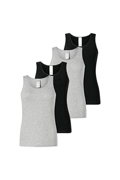 Schiesser Damen Tops, 4er Pack - 4Pack Trägertops, Unterhemd, Stretch Cotton, uni