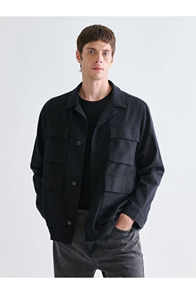LC Waikiki Southblue Black Shirt Collar Men's Jacket