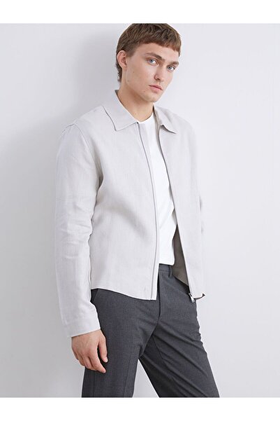 LC Waikiki Ανδρικό παλτό με γιακά πουκάμισο σε μπεζ τυπικό κορμό