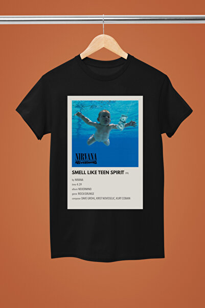 MAGORS تيشيرت نيرفانا يشبه روح المراهقين من القطن المطبوع بأكمام قصيرة وقصة عادية