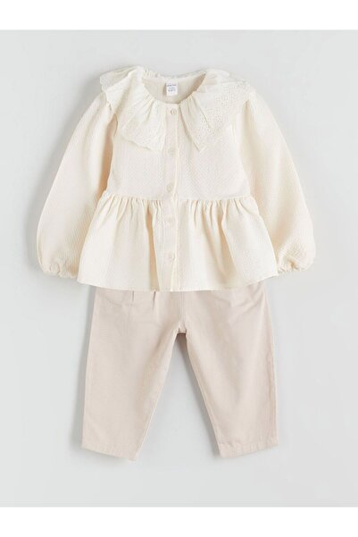 LC Waikiki Lcw Baby Bebe Collar Baby Girl Blouse and Pants 2-Piece Set