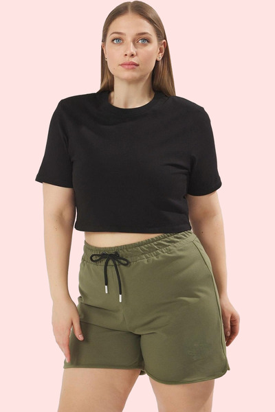 PayBuy Women's Fashion Plus Size Knitted Shorts High Waist Regular Daily Use Weekend Quality Material