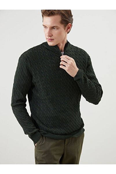 LC Waikiki Pulover tricot pentru bărbați kaki guler ridicat