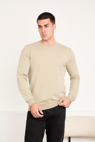 STOCX Men's Basic Long Sleeve Plain Sweatshirt
