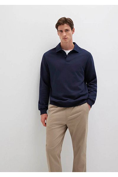 Mavi Half Button Polo Neck Navy Blue Men's Sweatshirt M0S10420-82318