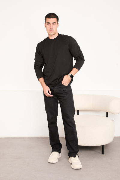 STOCX Men's Basic Long Sleeve Plain Sweatshirt