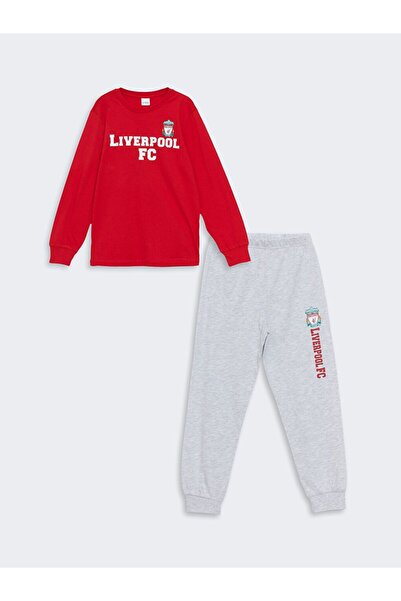 LC Waikiki Kirmizi Bisiklet Yaka Liverpool Baskılı Erkek Çocuk Pijama Takımı