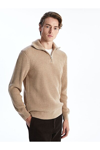 LC Waikiki Pulover pentru bărbați cu mânecă lungă, bej guler ridicat