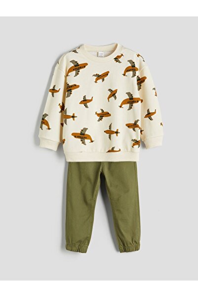 LC Waikiki Lcw Eco Printed Boy's Sweatshirt and Sweatpants Set of 2