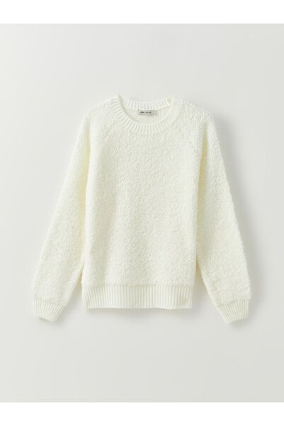 LC Waikiki Ekru Bisiklet Yaka Düz Uzun Kollu Kadın Triko Kazak