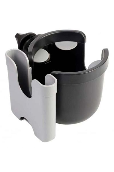 FizioTab FizioTab® Universal Cup Holder for Bottle, Phone, for Stroller, 360° Grip, Black/Grey