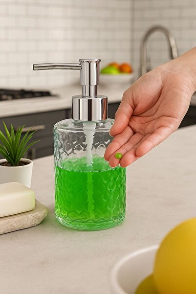 TARIK HOME Μπουκάλι 400 ml για σαμπουάν, υγρό σαπούνι, λοσιόν με γυάλινο σχέδιο