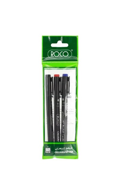 Roco Calligraphy Pen Chisel 1.0mm, 2.0mm & 3.0mm – Blue Ink