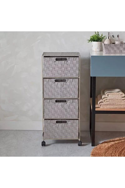 Home Box Strap 4-Drawer Cabinet with Casters - 35x30x85 cm