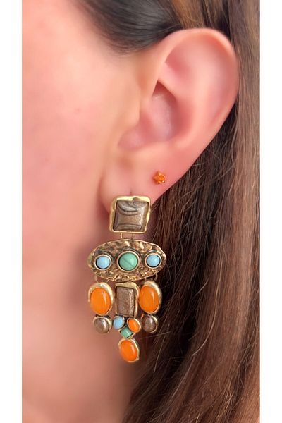 Store Diva Charm Geometric Pattern Antique Look Earrings