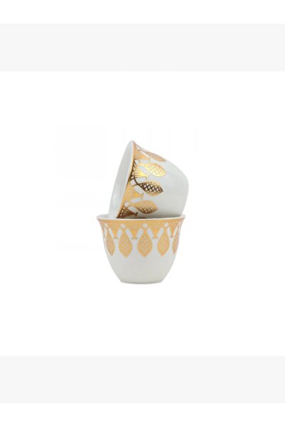 rexa Modern Design Coffee Cup Set - White and Gold - 12 Pieces