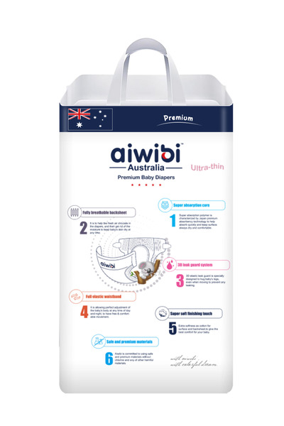 Aiwibi baby diapers premium ultra thin size 3-62pcs (6-11kg)