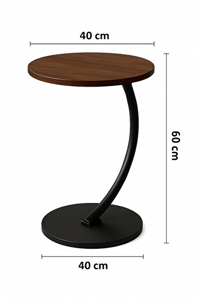 l'elefante طاولة جانبية أنيقة بسطح خشبي دائري وإطار معدني متين – طاولة قهوة متعددة الاستخدام