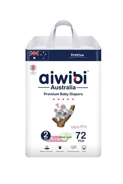 Aiwibi حفاضات أطفال فاخرة فائقة النحافة مقاس 2-72 قطعة (4-8 كجم)