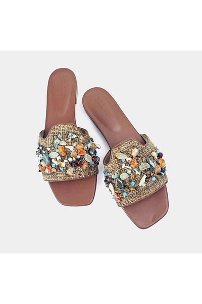 Delilah Sahara Genuine Leather Sandals – Handcrafted, Double Cushioned – Agate