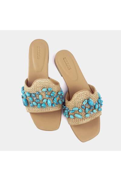 Delilah Sahara Genuine Leather Sandals – Handcrafted, Double Cushioned – Turquoise