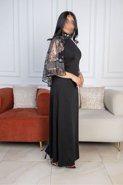 SELSAL Embroidered cape sleeve dress